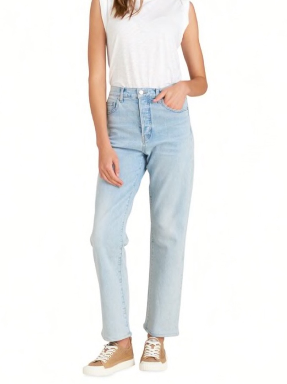Veronica Beard Blake Classic High-Rise Straight Jeans — Glacier Blue - 27